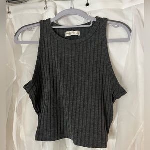 Abercrombie & Fitch Grey ribbed crop top